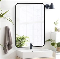 FORBATH Black Bathroom Mirror, Wall Mounted