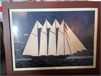 Framed warren Kimble ship picture
