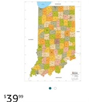 Indiana ZIP Code Map with Counties - Standard -