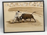 Signed Angel Zapata Bull fighter Watercolor