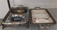 ASSORTED SILVER PLATED CHAFFING AND SERVING PCS