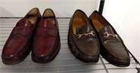 2 PAIR PENNY LOAFERS ITALIAN AND COLE HAAN