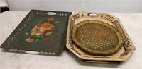 GROUP OF METAL TRAYS DECOR