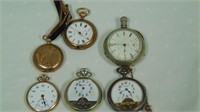 Lot of 6 Antique Pocket Watches for Parts