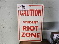 Riot Zone Sign, Plastic