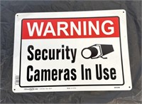 Warning Security Cameras In Use Tin Sign 14"x10”