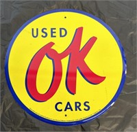 Used OK Cars Metal Sign 12" Diameter