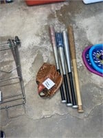 baseball bats and baseball glove