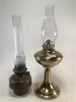 Eagle Brass Oil Lamp & An Unmarked Oil Lamp
