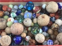 Cigar Box Of Vintage Marbles, Clay & Glass