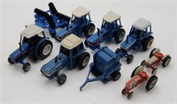 1/64 Ertl Ford Tractors, Disk, and Round Baler