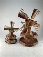 2 Wooden Windmill Lamps