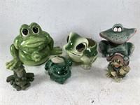 Assorted Ceramic & Glass Frogs