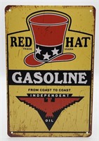 Red Hat Gasoline Metal Advertising Sign
