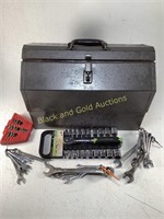 Metal Toolbox with Socket Set & Wrenches