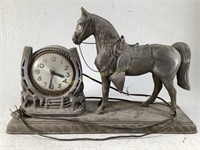 Vintage Metal Horse Mantel Clock