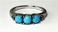 Sterling (STS) Turquoise/Blue Sapphire Ring 3 Gr