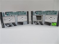 2 IN WALL USB A & C RECEPTACLES (2 PACK, AS IS)
