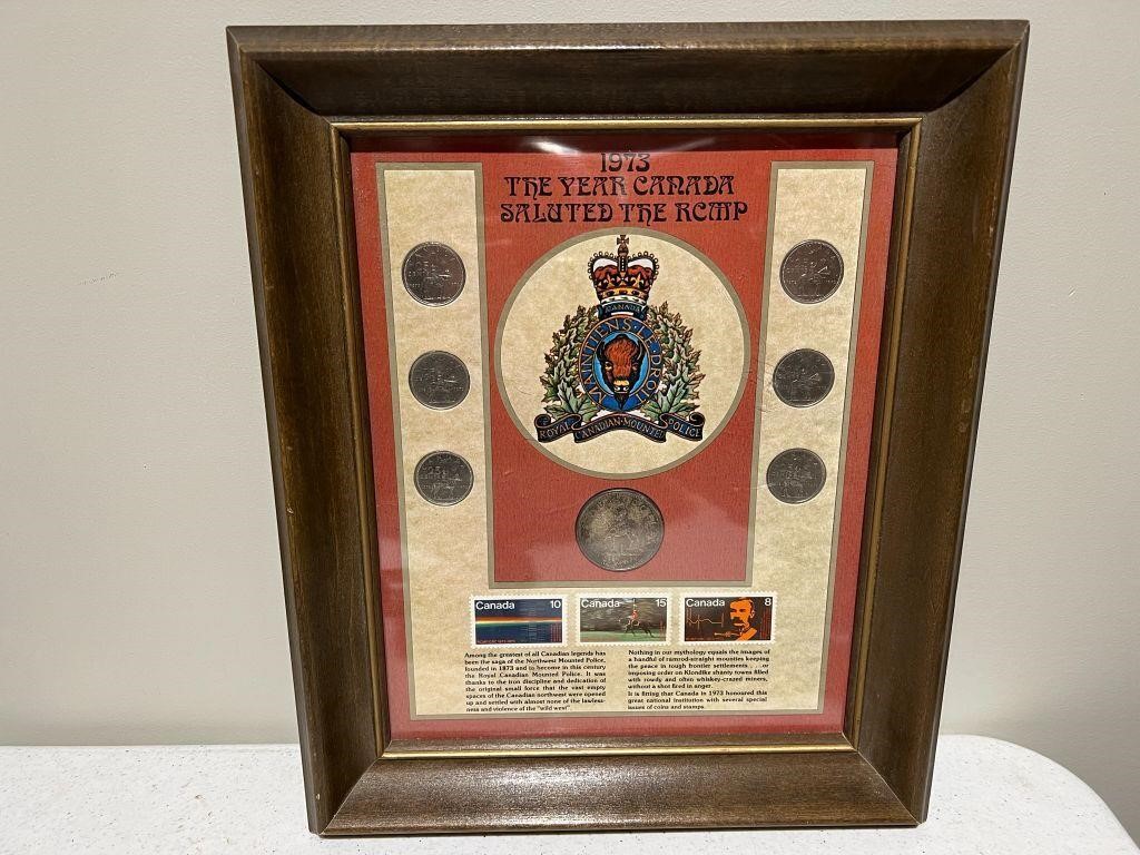 1973 Framed RCMP Salute Coins and Stamps
