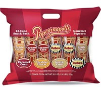 New Popcornopolis Gourmet Popcorn Snacks, 12 Cone