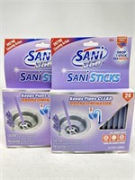 New (2) SANI STICKS DRAIN CLEANER STICK BOX 24