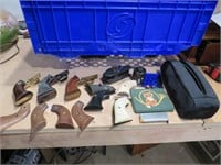 Box of Various Pistol Grips and Misc.