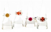 Jewelry 4 Sterling Silver & Stone Fashion Rings