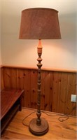 Turned Maple Pedestal Floor Lamp with Shade