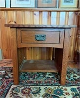Solid Mission Oak Side Table with Drawer