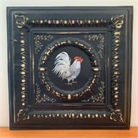 Folk Art Hand Painted Rooster Ceiling Tile