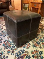 Modern Leather Type Ottoman 17" Square