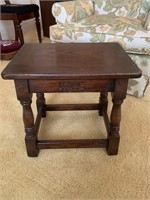 Oak Stretcher Base Table-Engraved