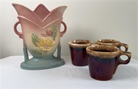 HULL COFFEE MUG & VASE W/ LARGE CHIP