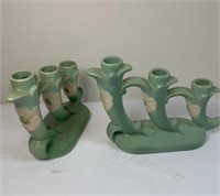 (2) WELLER WILD ROST CANDLE HOLDERS