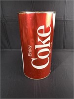 Coca Cola Tin Garbage Can