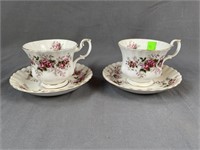 2 Royal Albert Lavender Rose Cups & Saucers