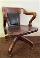Antique Marble and Leather Office Chair