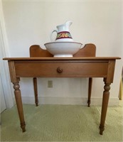 Early Canadiana Wash Table w/Pitcher & Basin