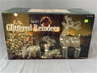 Set of 3 Glittered Reindeer