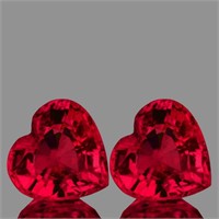 Natural Red Mozambique Ruby Heart Pair {VVS}