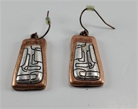 Copper & Silver Tone Artistic Earrings
