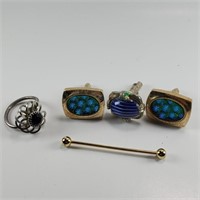 Men's Blue Star Vintage Cufflinks & Mis Jewelry