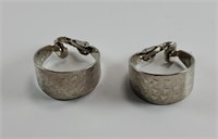 Clip-on Earrings Wide Hammered Silver-tone Hoops