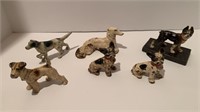 6 Cast Iron Dog Puppy Paperweights