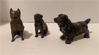 3 Cast Iron Dog Banks 4 to 4-1/2" tall