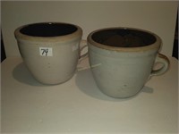 2 One Gal Stoneware Handled Crocks