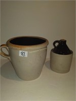 Unsigned Stoneware Crock and Jug