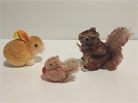 2 Steiff Squirrels & Bunny Rabbit 2 - 3" tall