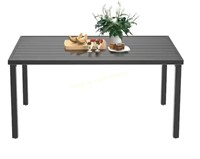 Outdoor 60" Dining Table w/Umbrella Hole Black