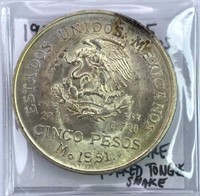 1951 VARIETY Mex. 5P, Snake w/ Forked Tongue